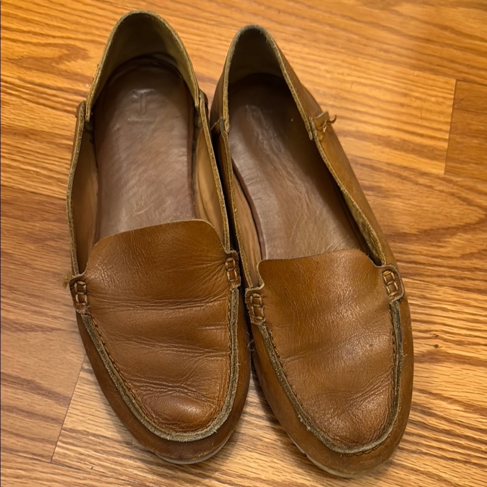 Frye Brown Leather Flats Classic Loafers